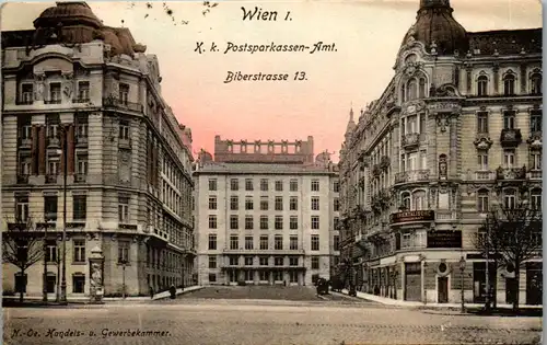 36161 - Wien - Wien I , K. k. Postsparkassen Amt , Biberstrasse 13 - gelaufen 1907
