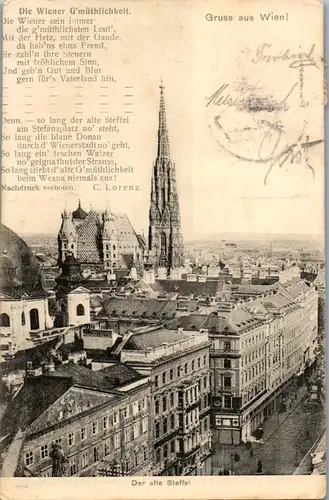 36163 - Wien - Gruss aus Wien , Die Wiener G'müthlichkeit , C. Lorenz , Der alte Steffel - gelaufen 1905