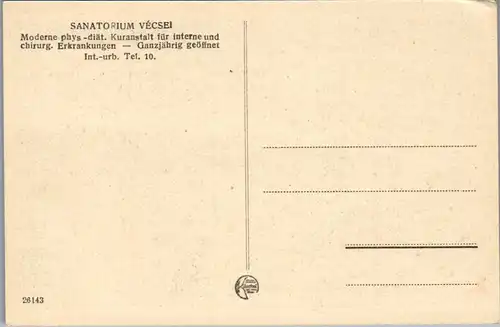 36174 - Niederösterreich - Semmering , Sanatorium Vecsei - nicht gelaufen