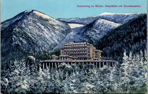 36177 - Niederösterreich - Semmering im Winter , Palasthotel mit Sonnwendstein - nicht gelaufen 1923
