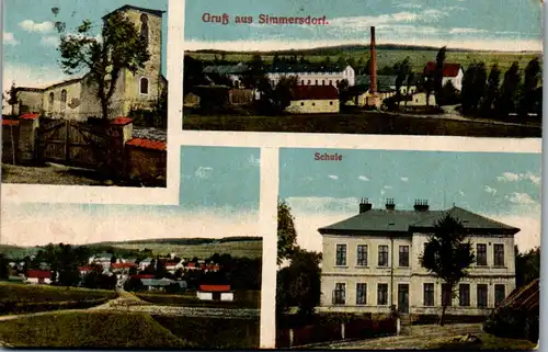 36202 - Deutschland - Simmersdorf , Gruß aus , Schule , Marke - gelaufen 1918