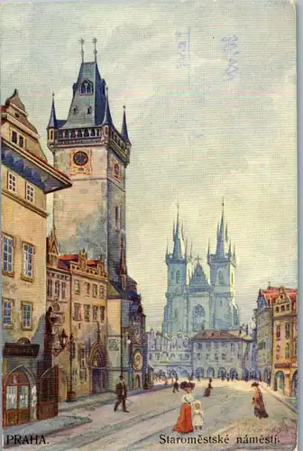 36224 - Künstlerkarte - Praha , Prag , Staromestske namesti - gelaufen 1910