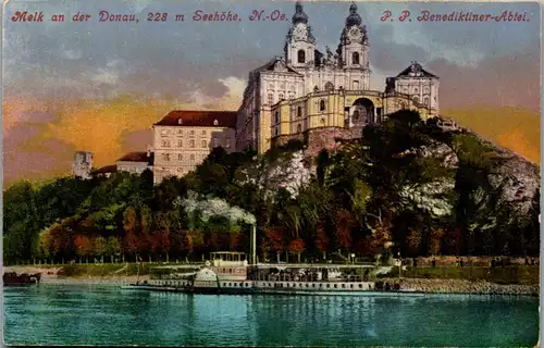 36237 - Niederösterreich - Melk an der Donau , P. p. Benediktiner Abtei , Dampfer - nicht gelaufen 1917