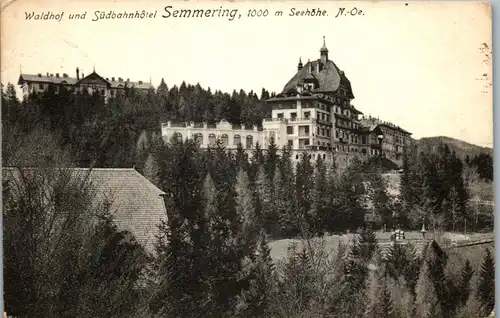 36240 - Niederösterreich - Semmering , Waldhof und Südbahnhotel - gelaufen 1910