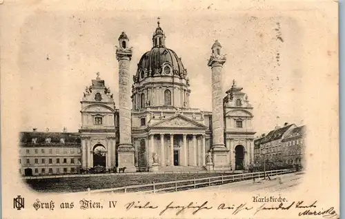 36260 - Wien - Wien IV , Gruss aus , Karlskirche - gelaufen 1900