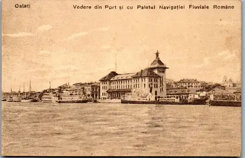36276 - Rumänien - Galati , Vedere din Port si cu Palatui Naviatiei Fluviale Romano - nicht gelaufen 1926