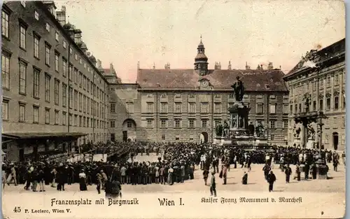 36303 - Wien - Wien I , Franzensplatz mit Burgmusik , Kaiser Franz Monument , Marchesi - gelaufen 1912