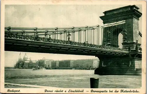 36316 - Ungarn - Budapest , Donaupartie bei der Kettenbrücke - gelaufen 1926