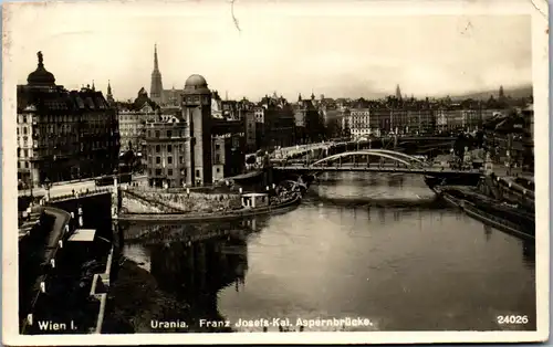 36323 - Wien - Wien I , Urania , Franz Josefs Kai , Aspernbrücke - gelaufen 1928