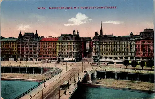 36332 - Wien - Marienbrücke mit Rothenthurmstrasse - gelaufen 1917
