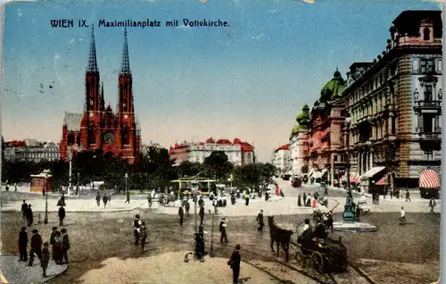 36333 - Wien - Wien IX , Maximilianplatz mit Votivkirche - gelaufen 1919