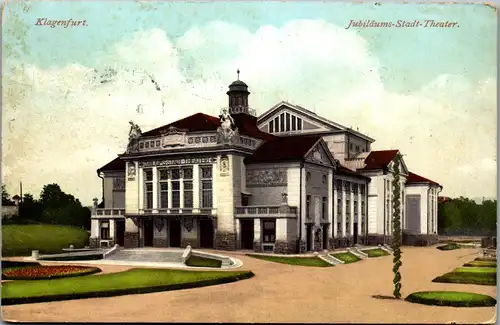 36338 - Kärnten - Klagenfurt , Jubiläums Stadt Theater - gelaufen 1911