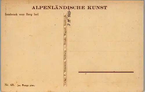 36342 - Künstlerkarte - Innsbruck vom Berg Isel , Jos. Ruepp - nicht gelaufen