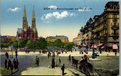 36351 - Wien - Wien IX , Maximilianplatz mit Votivkirche - nicht gelaufen