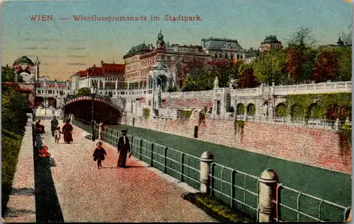 36356 - Wien - Wienflusspromenade im Stadtpark - gelaufen 1917