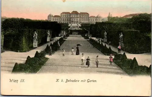 36358 - Wien - Wien III , K. k. Belvedere mit Garten - gelaufen