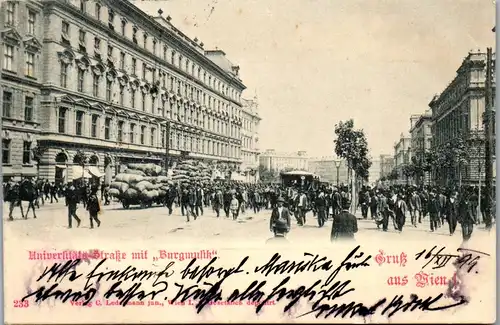 36372 - Wien - Wien I , Universitätsstrasse mit Burgmusik - gelaufen 1899