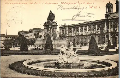 36388 - Wien - Monumentalbrunnen bei den K. k. Hofmuseen , Waldnymphe - gelaufen 1912