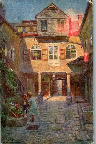 36394 - Künstlerkarte - Wiener Vilkskunst , Die kleinen Gärtner , signiert Jos. Straka - gelaufen 1922