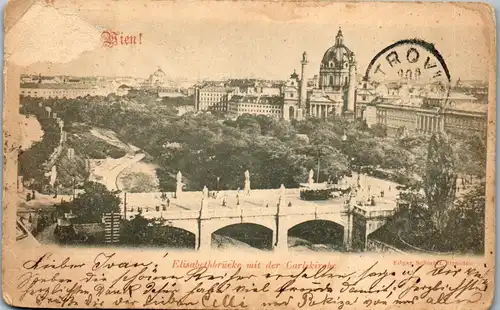 36401 - Wien - Elisabethbrücke mit der Carlskirche , Karlskirche - gelaufen 1900
