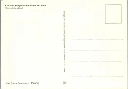 36416 - Niederösterreich - Baden bei Wien , Thermalstrandbad - nicht gelaufen