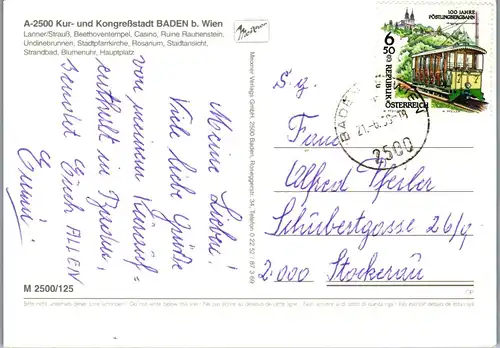 36418 - Niederösterreich - Baden bei Wien , Mehrbildkarte - gelaufen