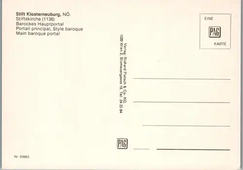 36424 - Niederösterreich - Klosterneuburg , Stift , Stiftskirche , Barockes Hauptportal - nicht gelaufen