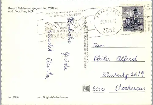 36442 - Niederösterreich - Reichenau gegen Rax und Feuchter - gelaufen 1973