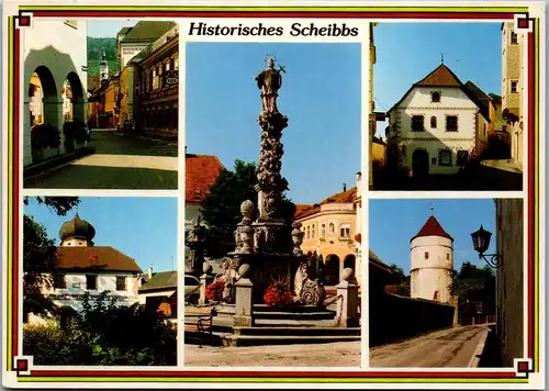 36449 - Niederösterreich - Scheibbs , Hauptstraße , Nepomuk Säule , Wehrturm , Karthäusergasse - nicht gelaufen