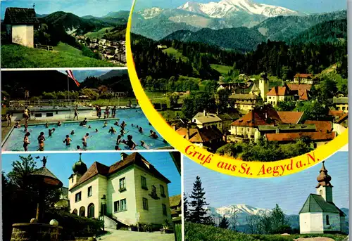 36493 - Niederösterreich - St. Aegyd a. N. Mehrbildkarte , Schwimmbad , Freibad - gelaufen 1991