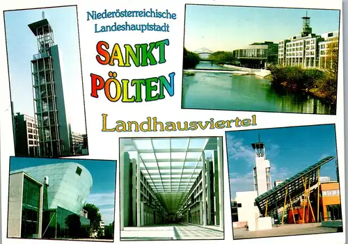 36496 - Niederösterreich - St. Pölten , Landhausviertel , Klangturm , FestSpielHaus , Shedhalle , Mehrbildkarte - nicht gelaufen