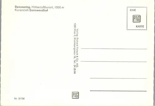 36502 - Niederösterreich - Semmering , Kuranstalt Sonnwendhof - nicht gelaufen
