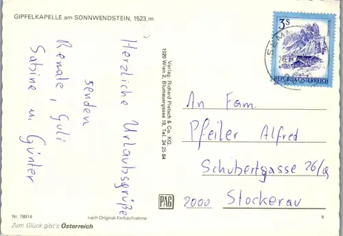 36504 - Niederösterreich - Sonnwendstein , Gipfelkapelle - gelaufen