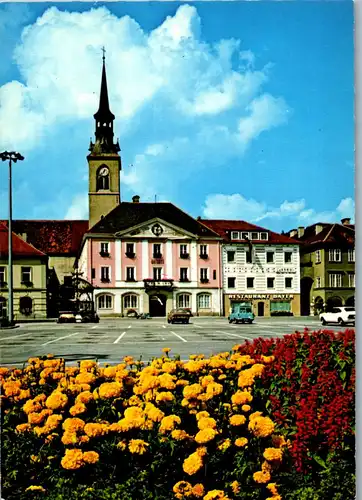 36583 - Steiermark - Bruck an der Mur , Hauptplatz , Eisener Brunnen , Rathaus , Hotel Restaurant Bayer - nicht gelaufen