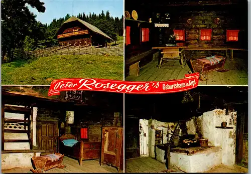 36603 - Steiermark - Krieglach , Alpl , Peter Rosegger`s Geburtshaus , Stube mit Tischwinkel , Ofenecke , Rauchkuchl - nicht gelaufen