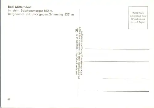 36646 - Steiermark - Bad Mitterndorf , Bergheimat , Blick gegen Grimming - nicht gelaufen