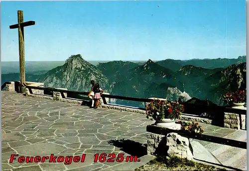36756 - Oberösterreich - Feuerkogel , Gipfelkreuz und Aussichtsterrasse , Traunstein , Traunsee - nicht gelaufen