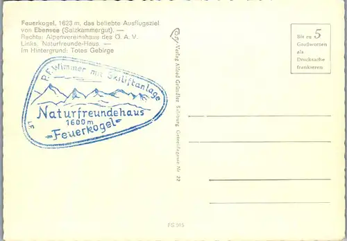 36767 - Oberösterreich - Feuerkogel von Ebensee , Alpenvereinshaus , Naturfreundehaus , Totes Gebirge - nicht gelaufen