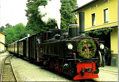 36876 - Eisenbahn - Steyr , Steyrtal , Museumsbahn , Zug im Bahnhof - nicht gelaufen