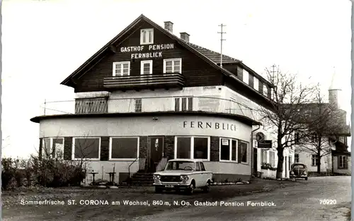 36948 - Niederösterreich - St. Corona am Wechsel , Gasthof Pension Fernblick , Auto , Käfer - nicht gelaufen 1966