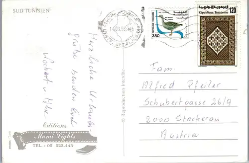 36989 - Tunesien - Djerba , Mehrbildkarte - gelaufen 1998