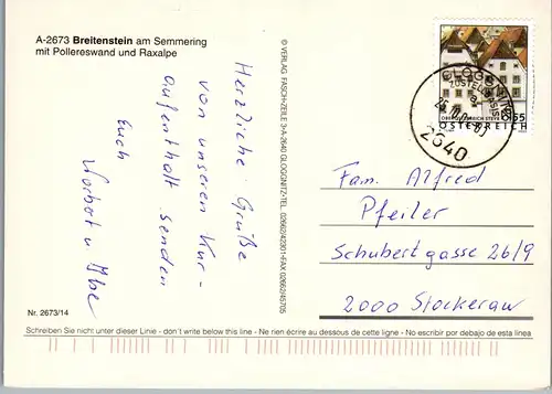 37023 - Niederösterreich - Breitenstein am Semmering ,it Pollereswand und Raxalpe , Kreuzberg - gelaufen