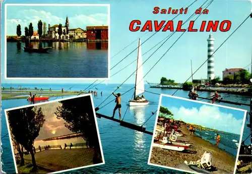 37029 - Italien - Cavallino , Piazza vista dalla Laguna , Spiaggia , Tramonto , Mehrbildkarte - gelaufen