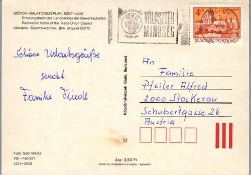 37087 - Ungarn - Siofok , Balatonszeplak Szot üdülö , Erholungsheim des Landesrates der Gewerkschaften - gelaufen