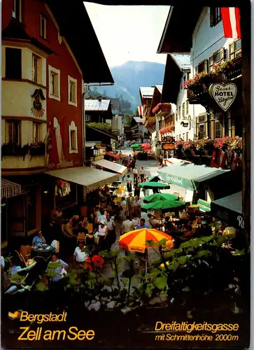 37123 - Salzburg - Zell am See , Dreifaltigkeitsgasse mit Schmittenhöhe - nicht gelaufen