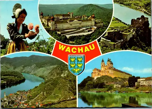 37167 - Niederösterreich - Wachau , Mehrbildkarte , Wachauerin , Göttweig , Melk , Aggstein - nicht gelaufen