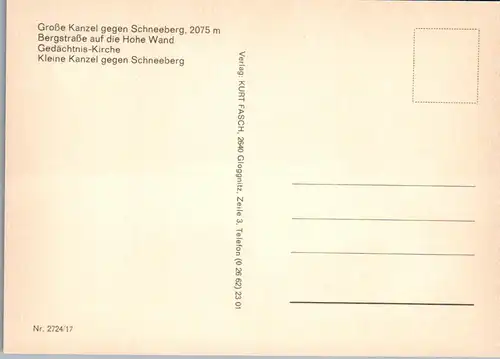 37182 - Niederösterreich - Hohe Wand , Gr. Kanzel gegen Schneeberg , Bergstraße , Mehrbildkarte - nicht gelaufen