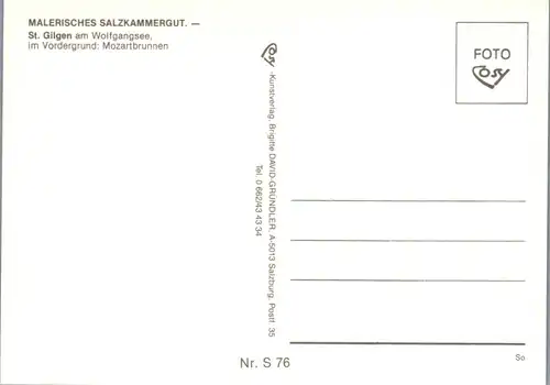 37256 - Salzburg - St. Gilgen am Wolfgangsee , Gasthof zur Post , Mozartbrunnen - nicht gelaufen