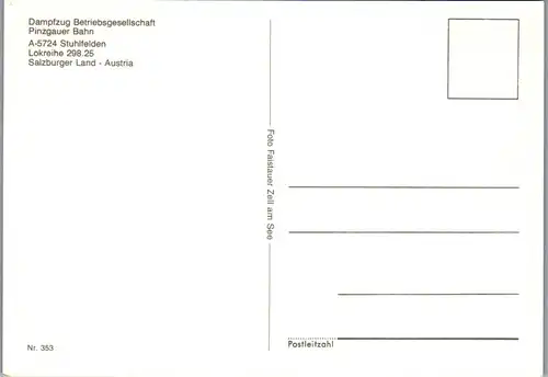 37287 - Salzburg - Salzburg , Stuhlfelden , Oberpinzgauer Bahn , Dampflokomotive , Pinzga Schenke - nicht gelaufen