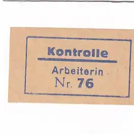 937383 -  - Kontrolle Arbeiterin Nr. 76 , Kontrollmarke